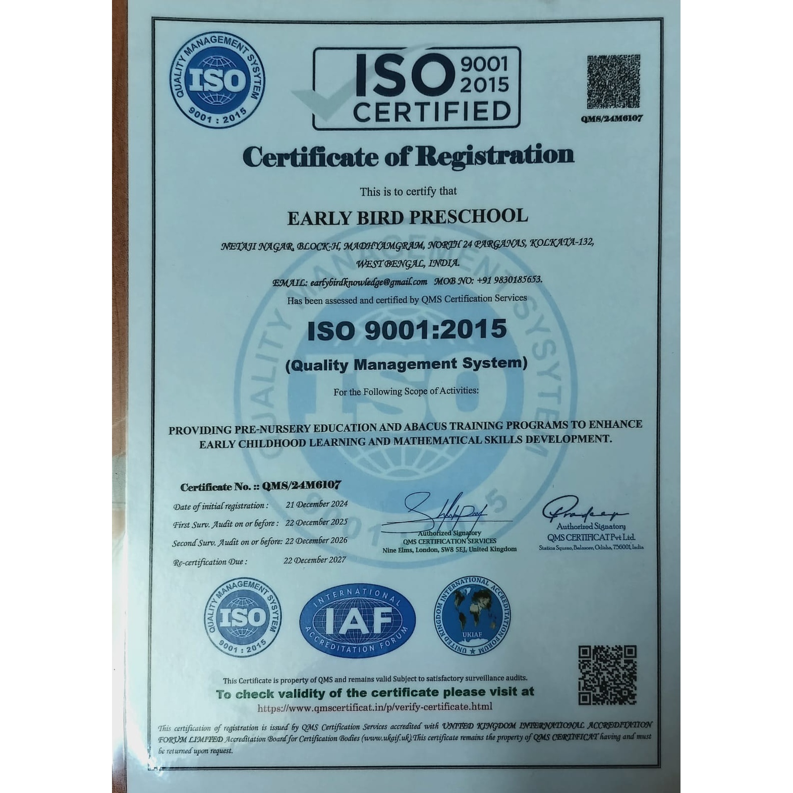 ISO Certificate
